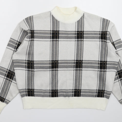 New Look Womens Multicoloured Check Knit Pullover Jumper Size M
