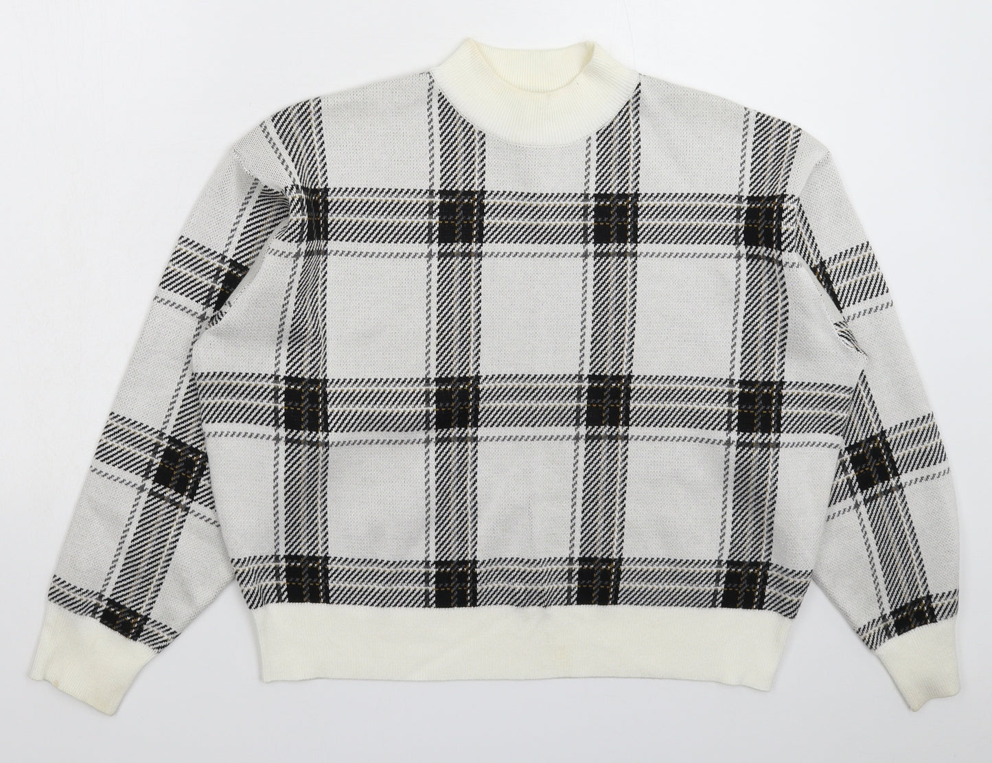 New Look Womens Multicoloured Check Knit Pullover Jumper Size M