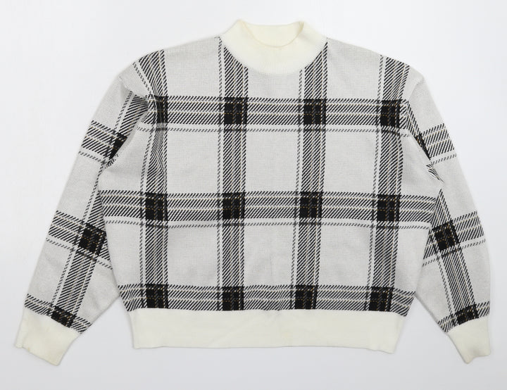 New Look Womens Multicoloured Check Knit Pullover Jumper Size M