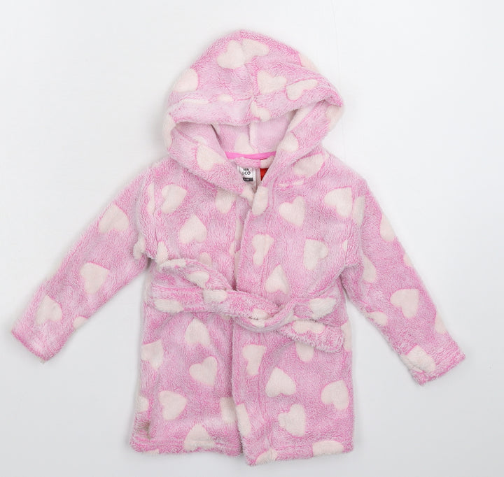 Kids&Co Girls Pink Solid Fleece Kimono Robe Size 9-12 Months