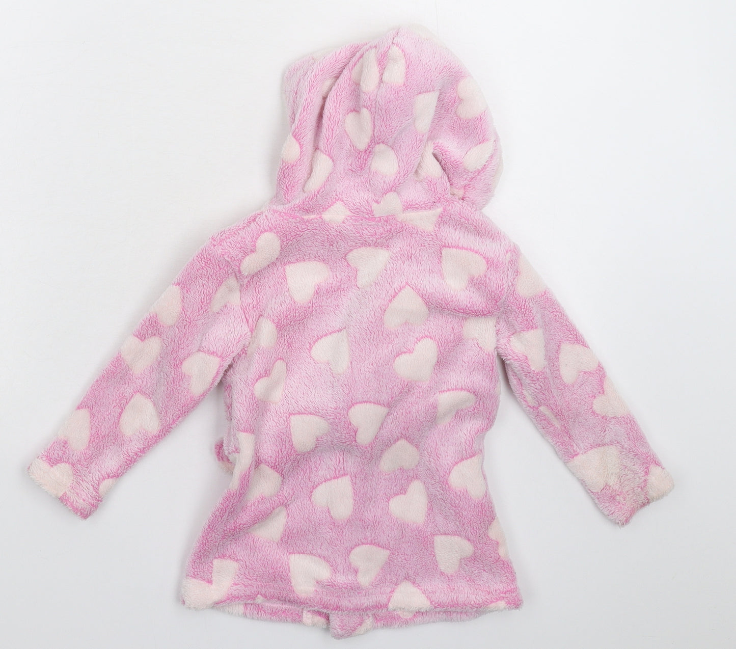 Kids&Co Girls Pink Solid Fleece Kimono Robe Size 9-12 Months