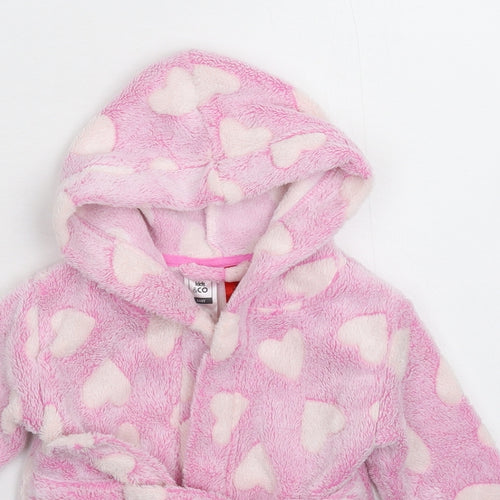 Kids&Co Girls Pink Solid Fleece Kimono Robe Size 9-12 Months