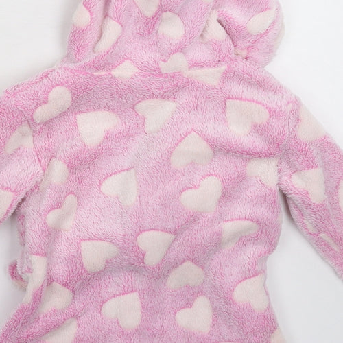 Kids&Co Girls Pink Solid Fleece Kimono Robe Size 9-12 Months