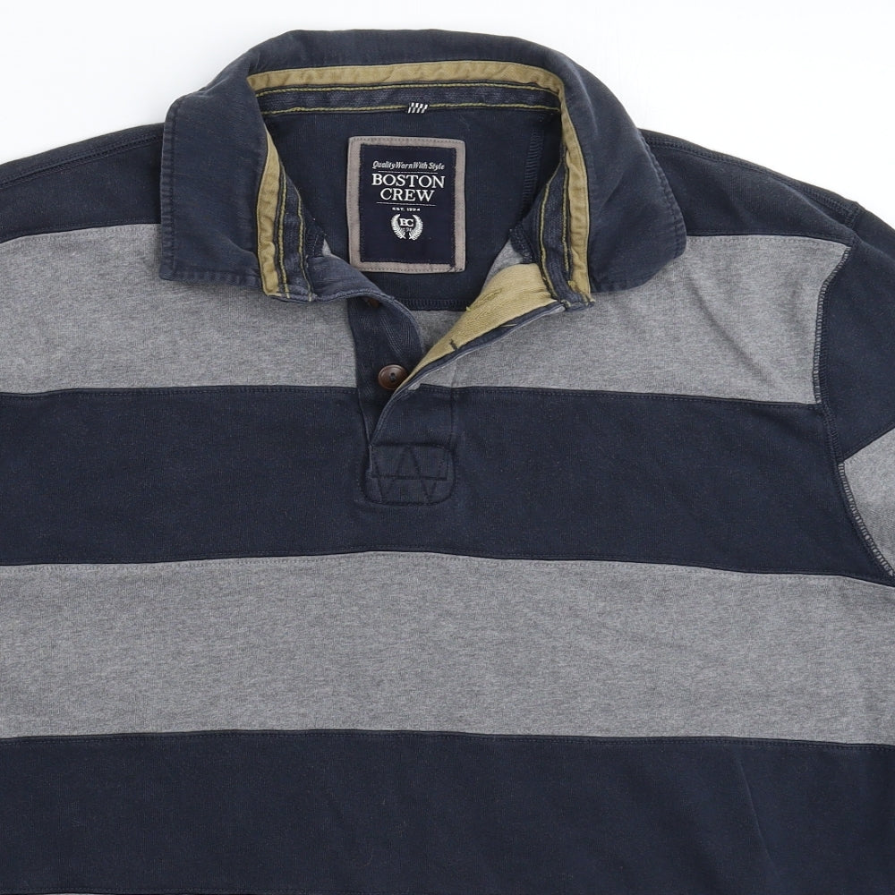 George Mens Multicoloured Striped   Polo Size L