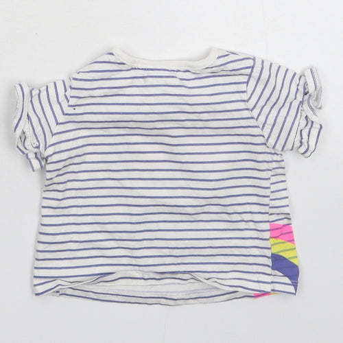 Disney Girls White Striped  Basic T-Shirt Size 9-12 Months