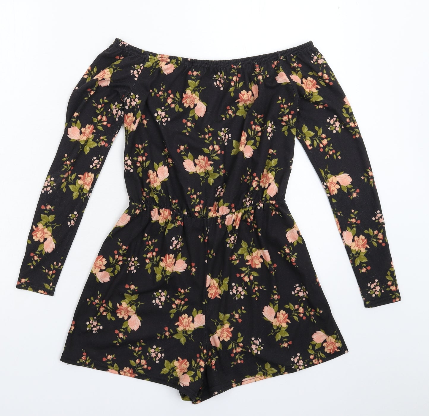 Missguided Womens Black Floral  Jumpsuit One-Piece Size 8 L3 in
