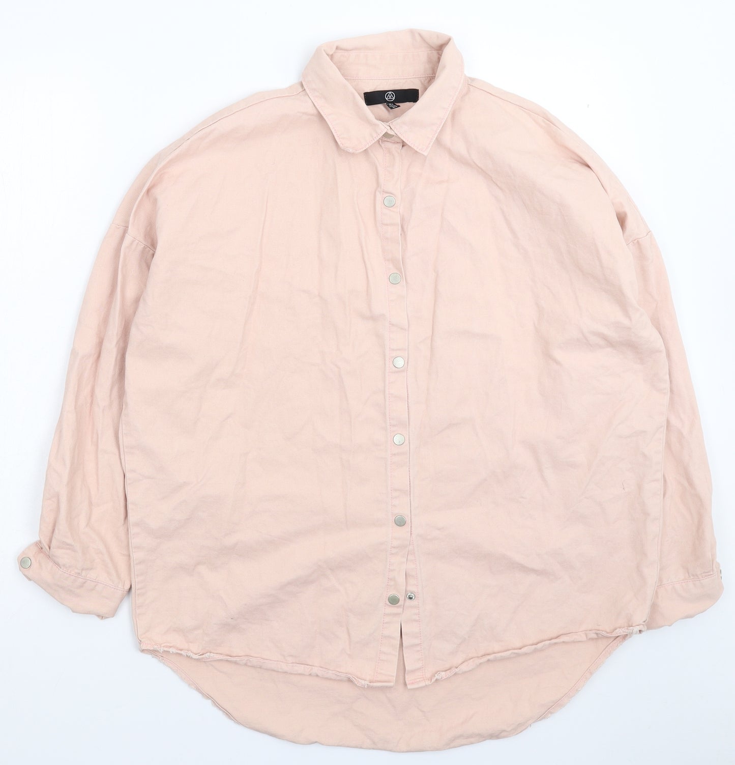 Missguided Womens Pink  Denim Basic Button-Up Size 8  - Oversized