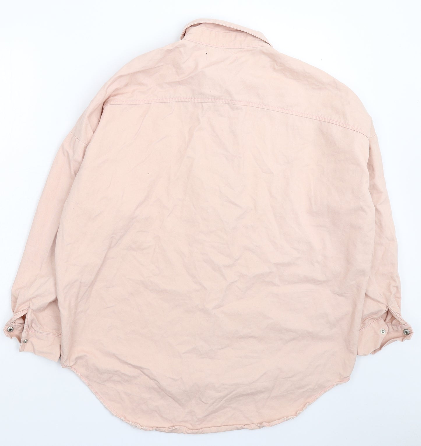 Missguided Womens Pink  Denim Basic Button-Up Size 8  - Oversized