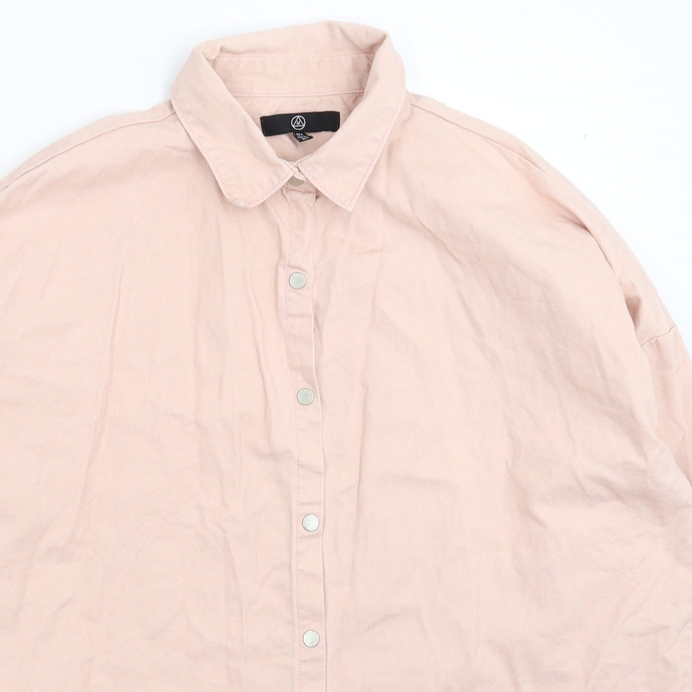 Missguided Womens Pink  Denim Basic Button-Up Size 8  - Oversized