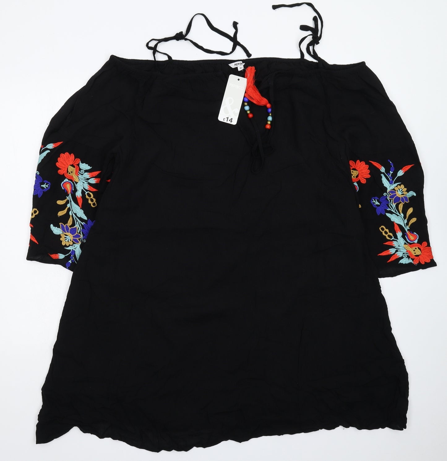 Pep&Co Womens Black Floral  Mini  Size 18