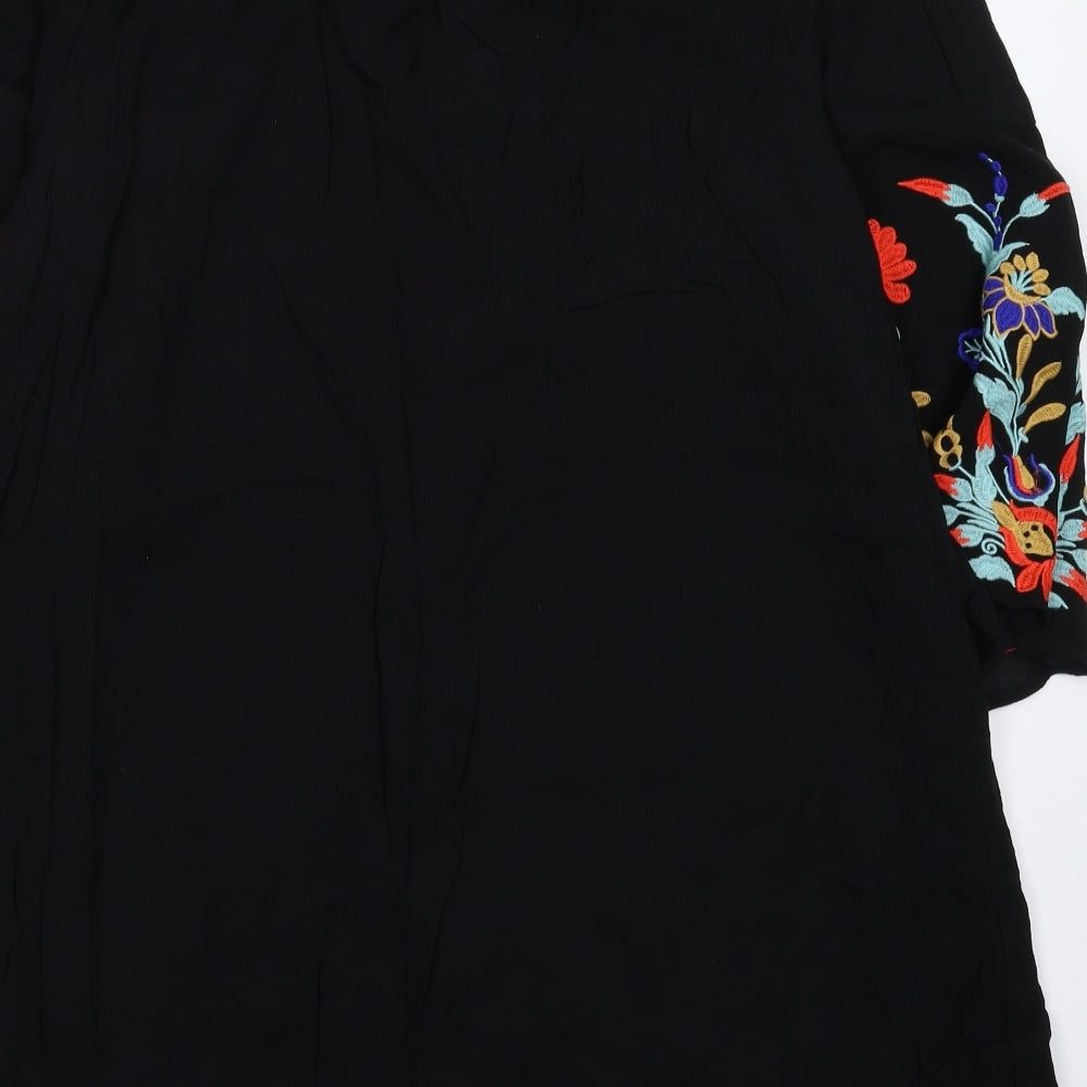 Pep&Co Womens Black Floral  Mini  Size 18