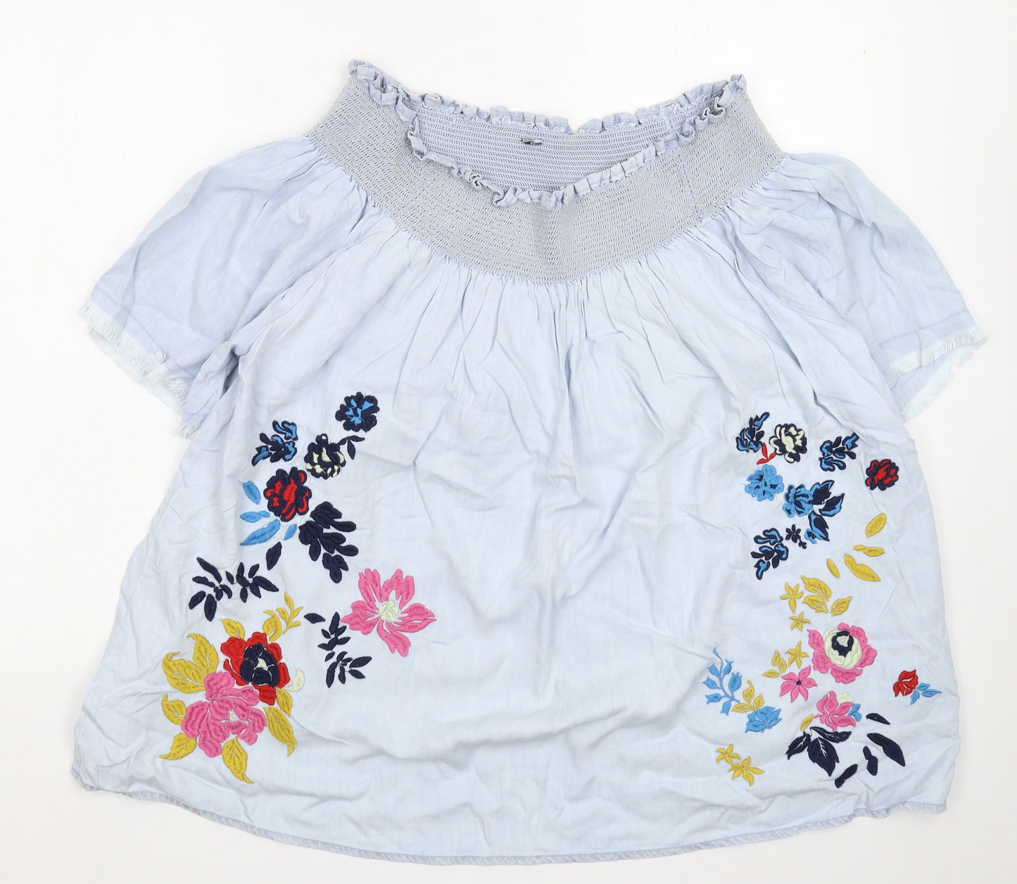 Denim & Co. Womens Blue Floral  Basic Blouse Size 20