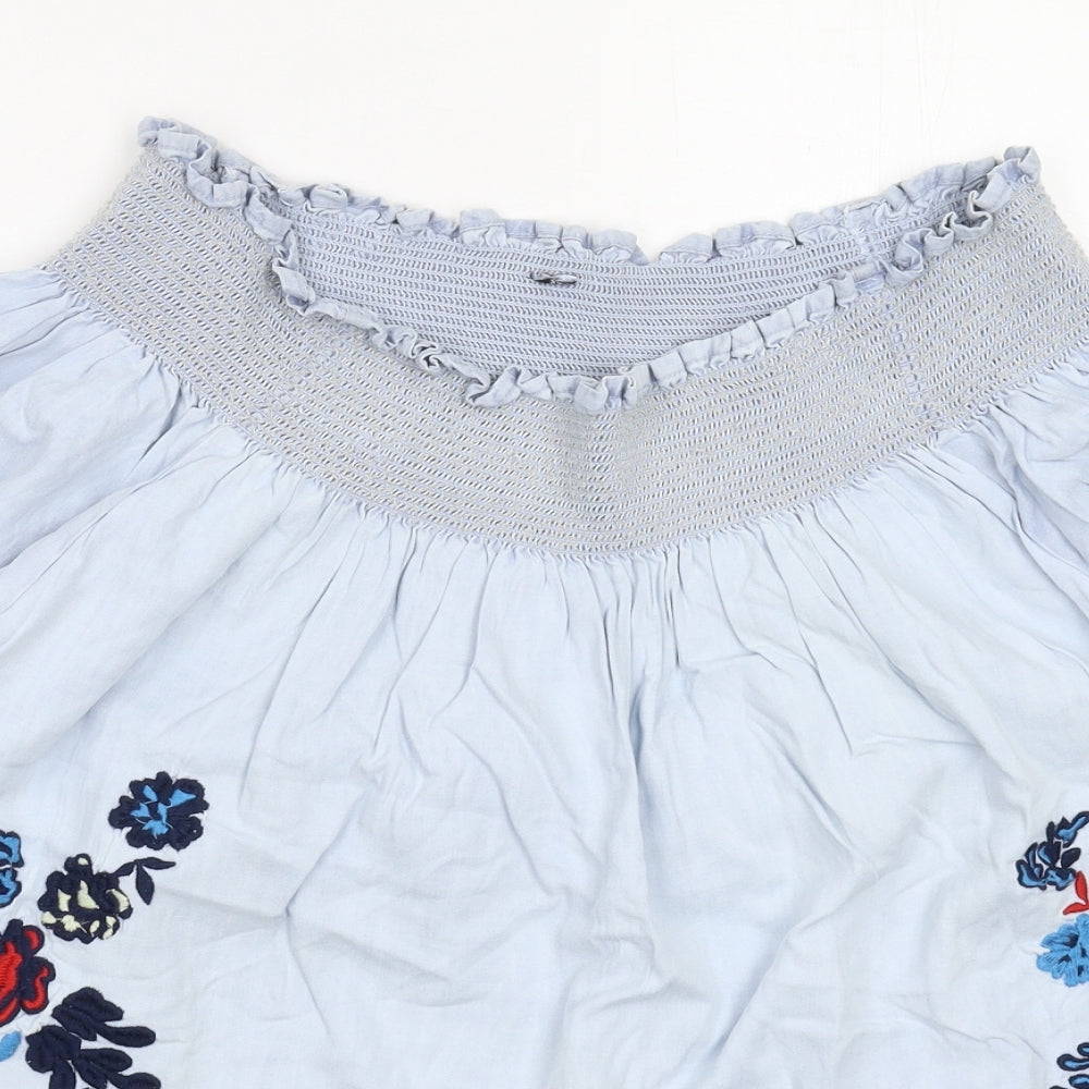 Denim & Co. Womens Blue Floral  Basic Blouse Size 20