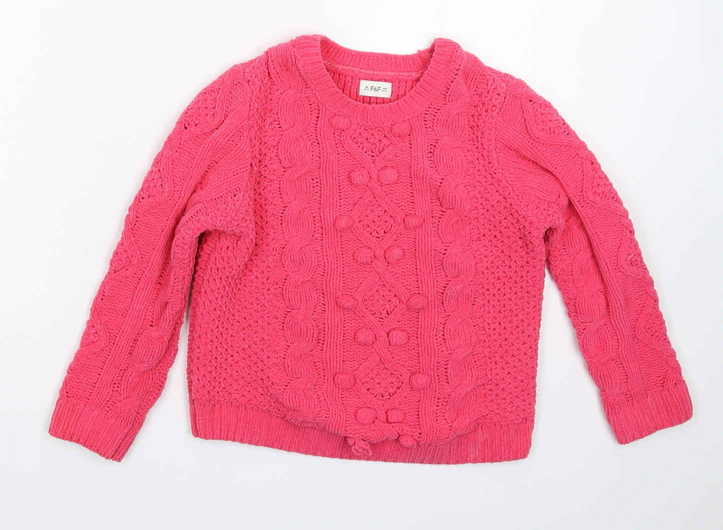 F&F Girls Pink   Pullover Jumper Size 6-7 Years