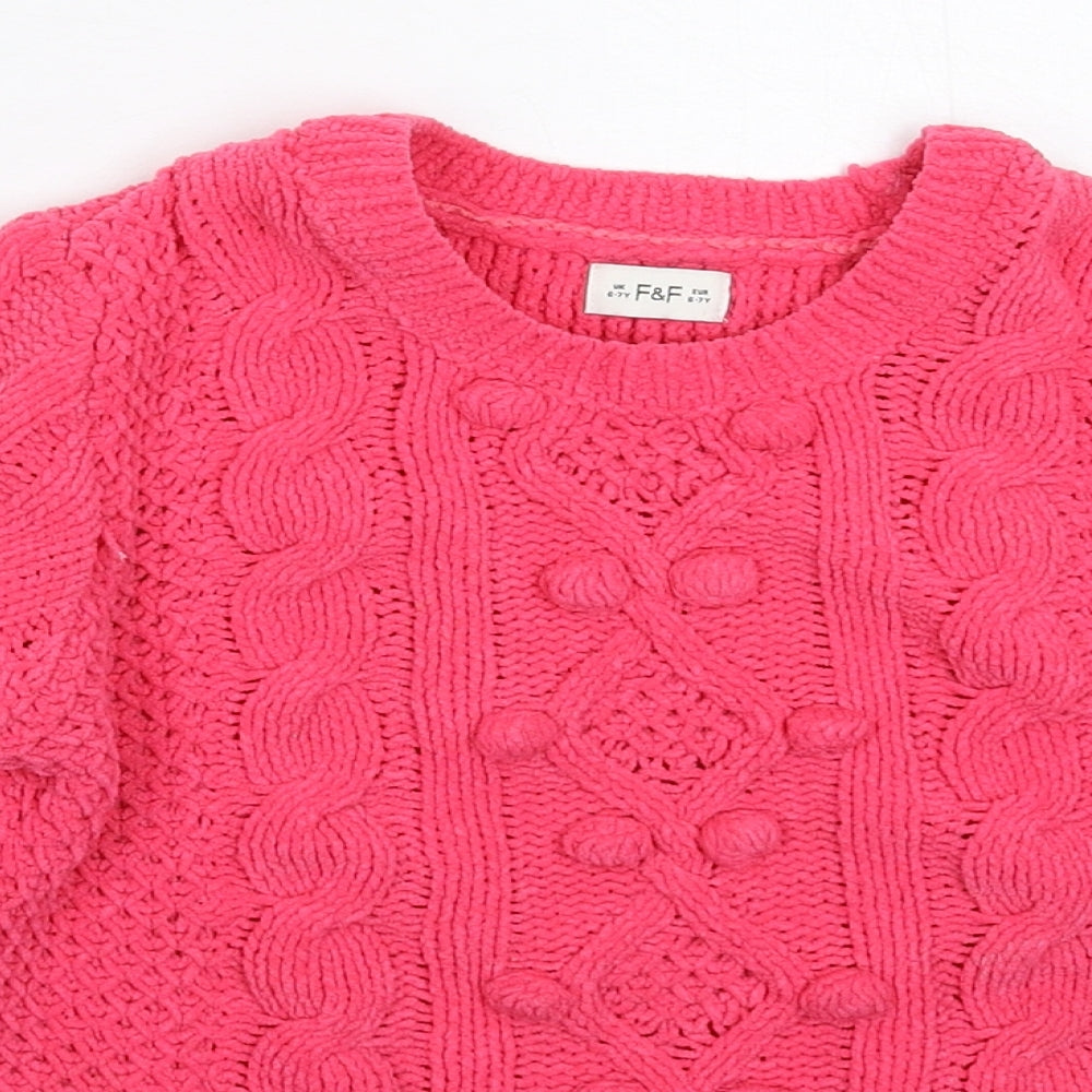 F&F Girls Pink   Pullover Jumper Size 6-7 Years