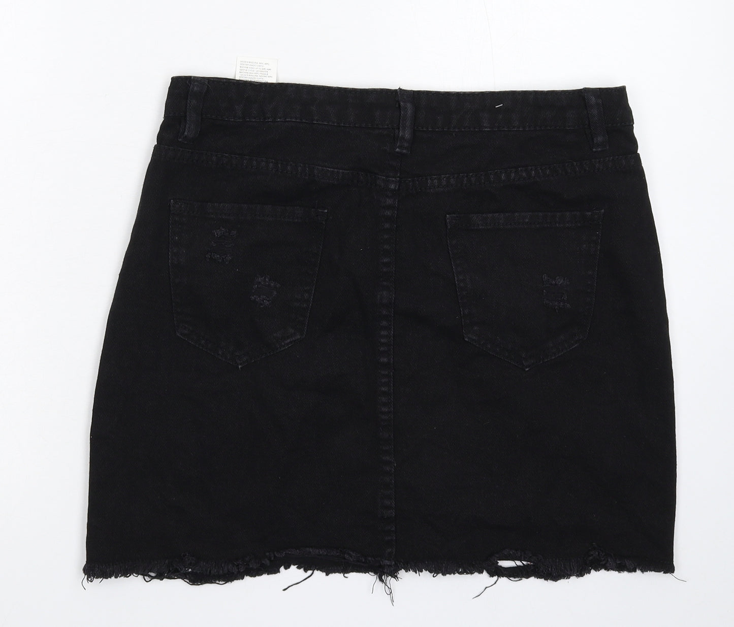 Denim Club Womens Black  Denim Mini Skirt Size 14  - Distressed