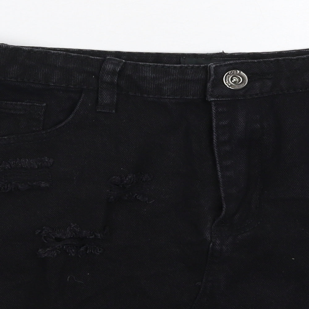 Denim Club Womens Black  Denim Mini Skirt Size 14  - Distressed