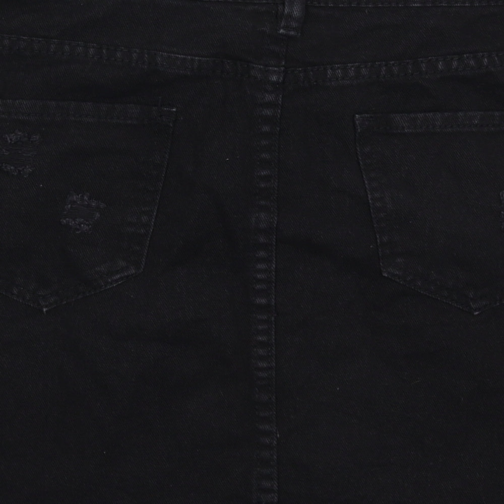 Denim Club Womens Black  Denim Mini Skirt Size 14  - Distressed