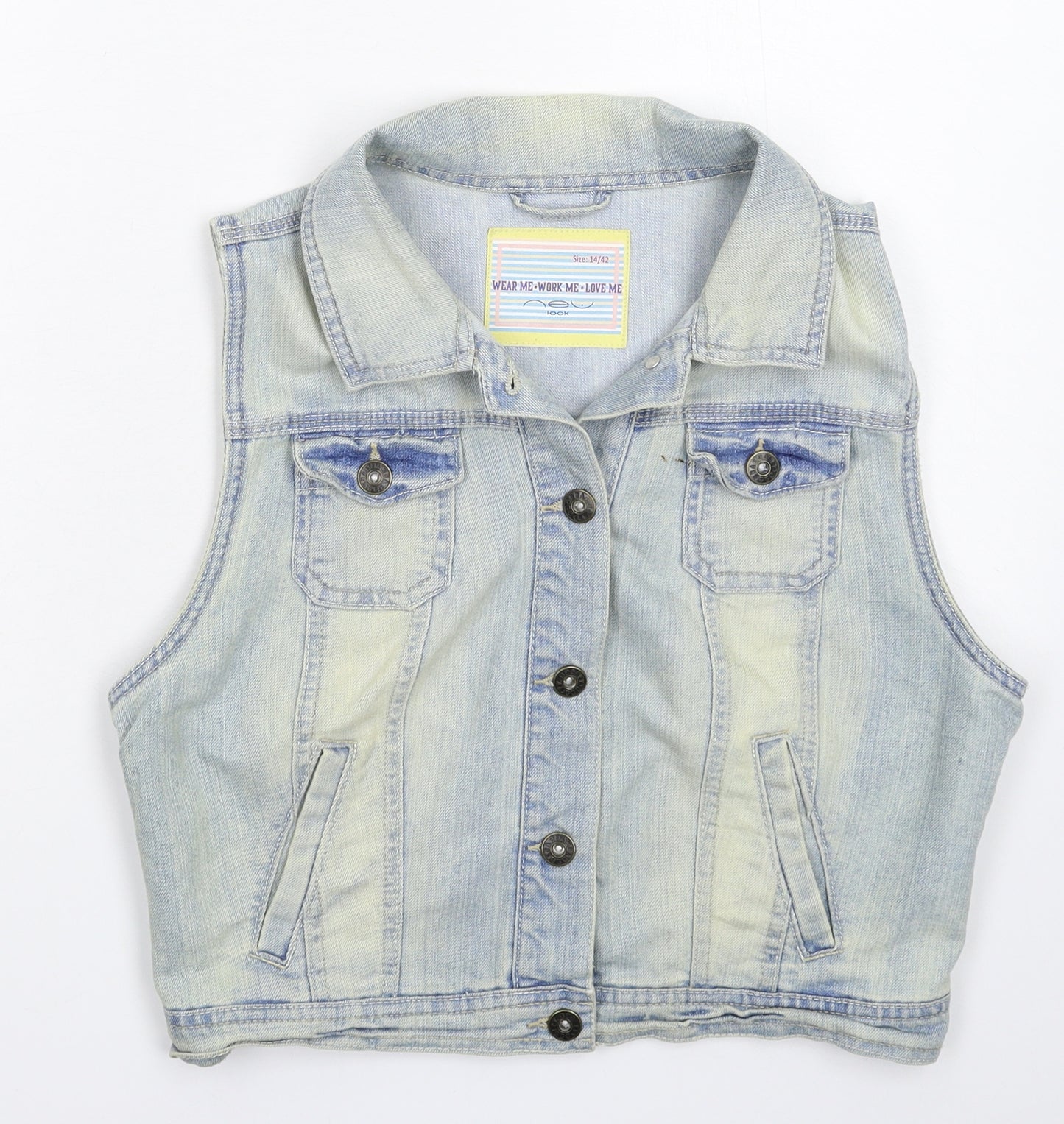 New Look Womens Blue  Denim Gilet Jacket Size 14