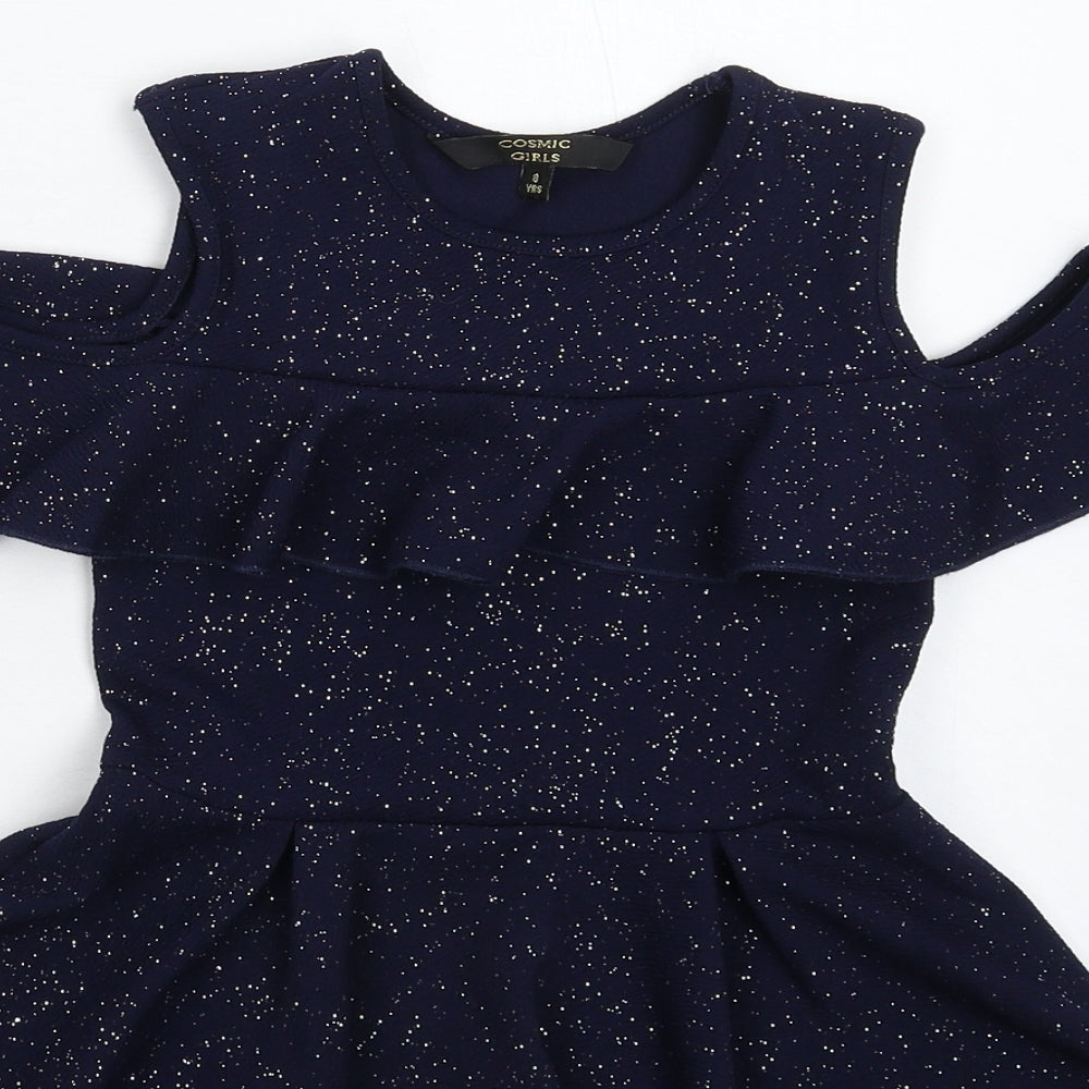Cosmic Girls Blue   Fit & Flare  Size 8 Years