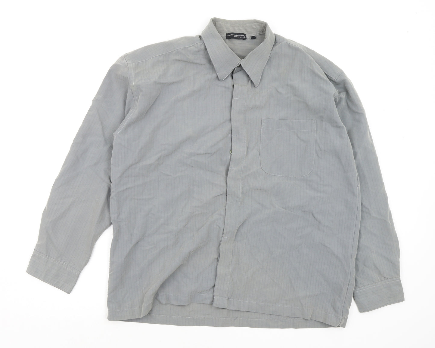 whispering Mens Grey    Button-Up Size L