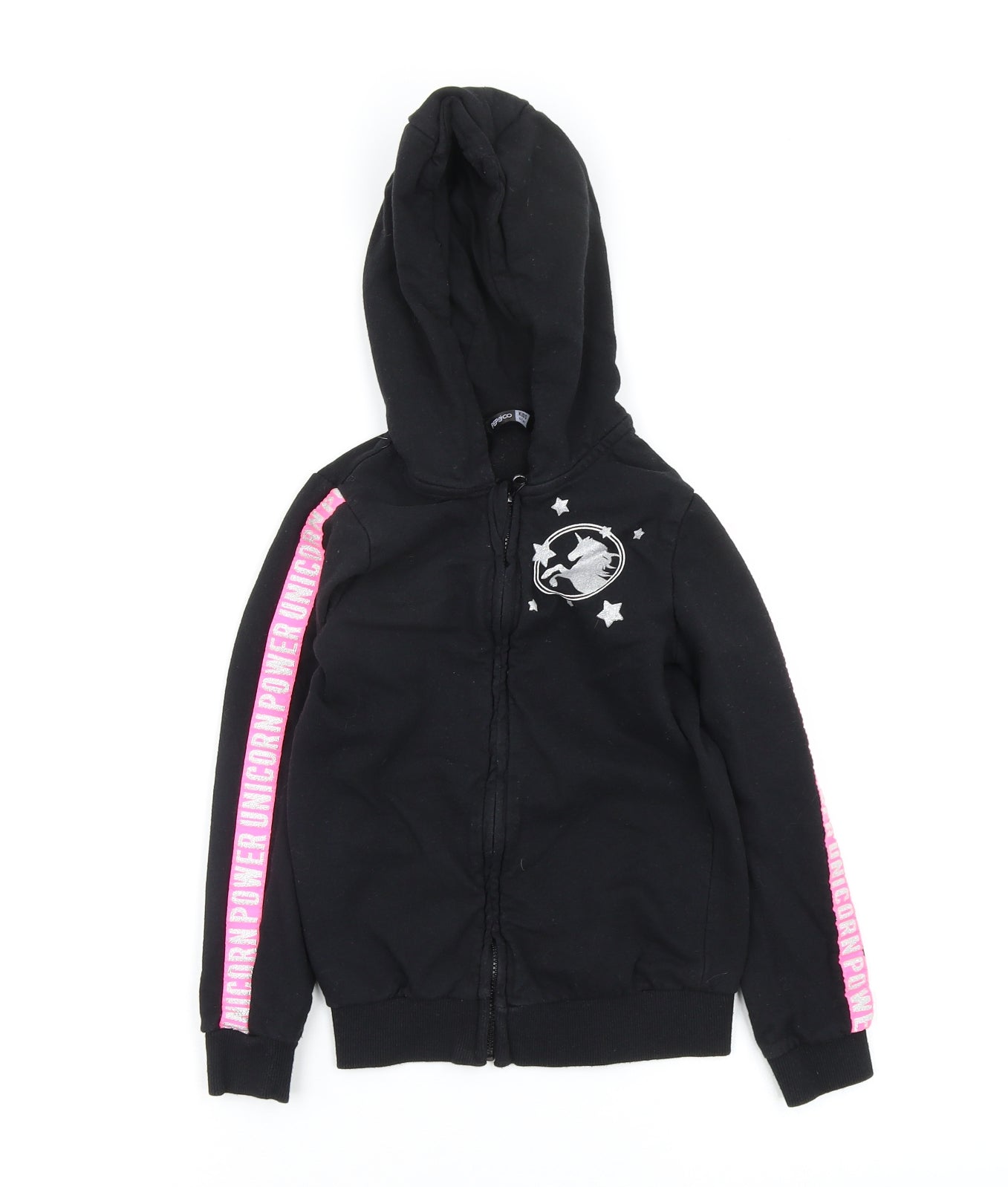 pep and co Girls Black   Full Zip Jumper Size 6-7 Years