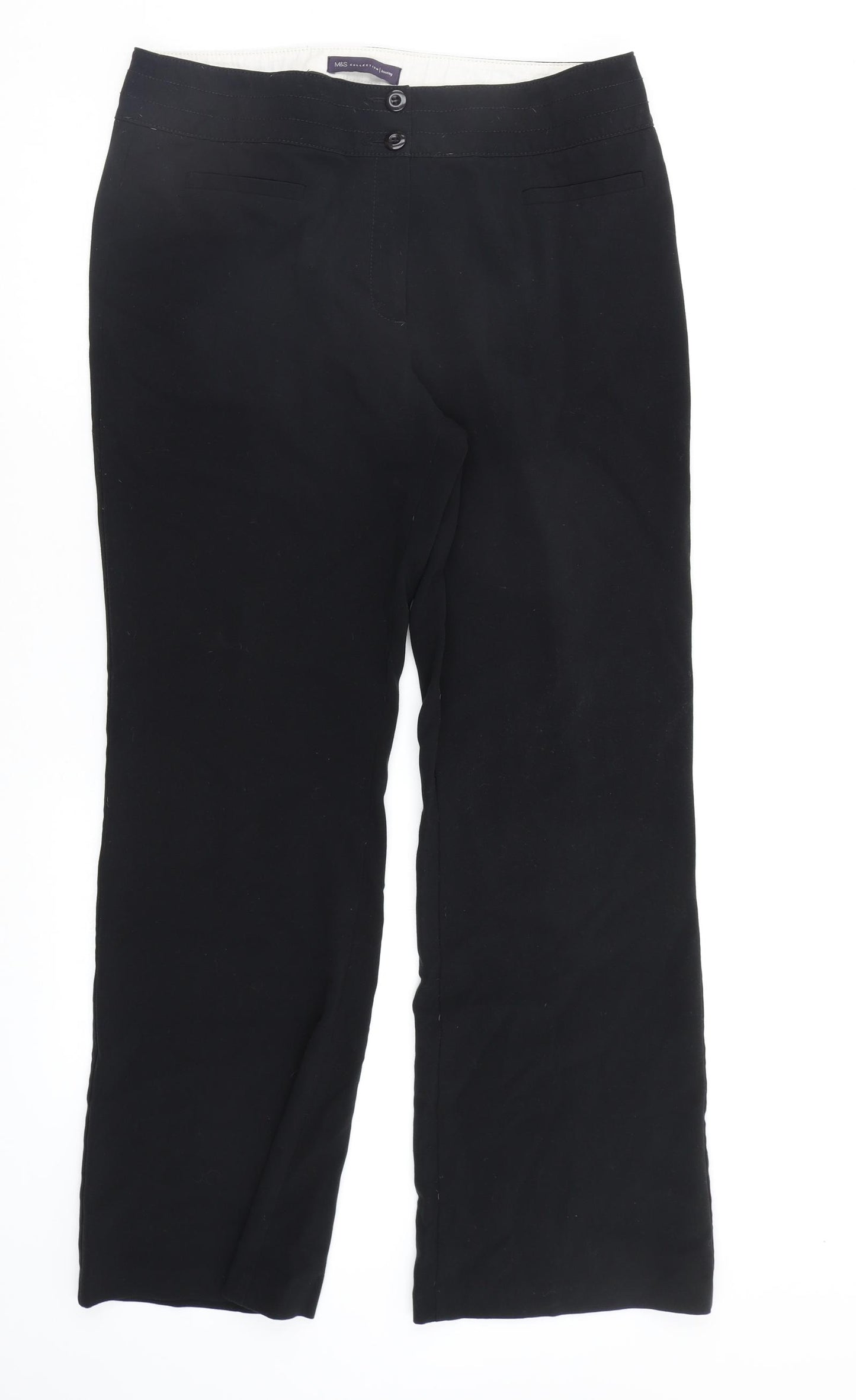 M&S Womens Black   Trousers  Size 14 L28 in