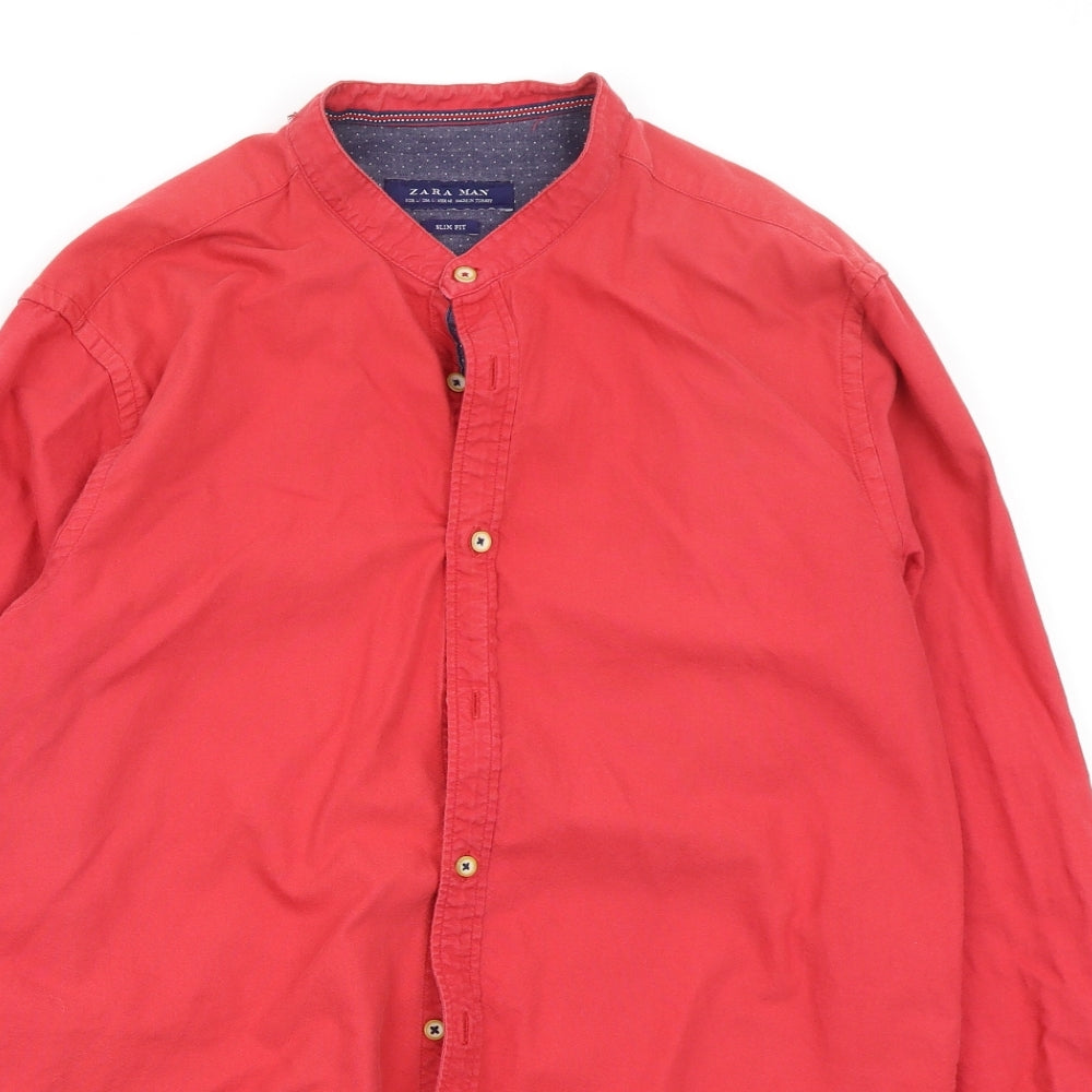 Zara Mens Red    Button-Up Size L