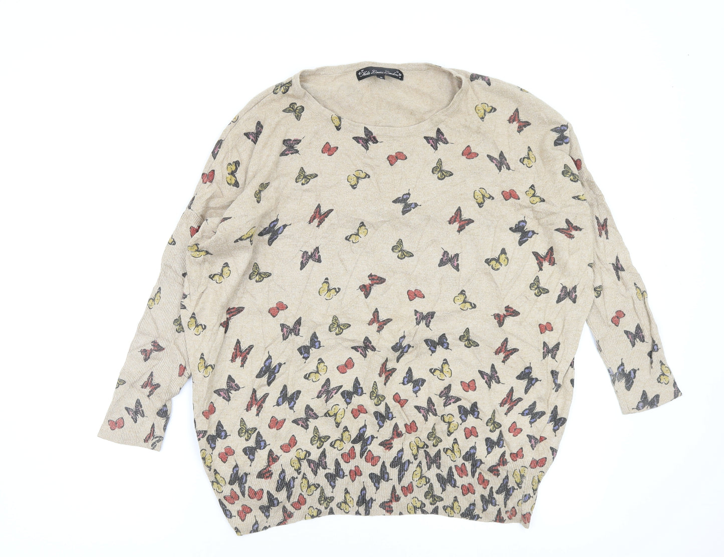 Mela Loves London Womens Beige Geometric  Pullover Jumper Size S