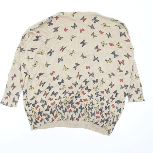Mela Loves London Womens Beige Geometric  Pullover Jumper Size S