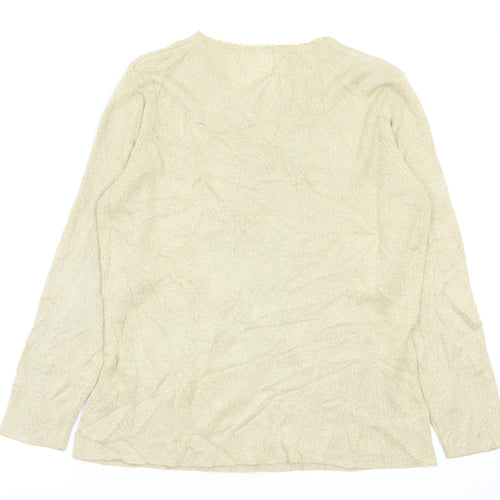 Berkertex Womens Gold Floral  Pullover Jumper Size 14