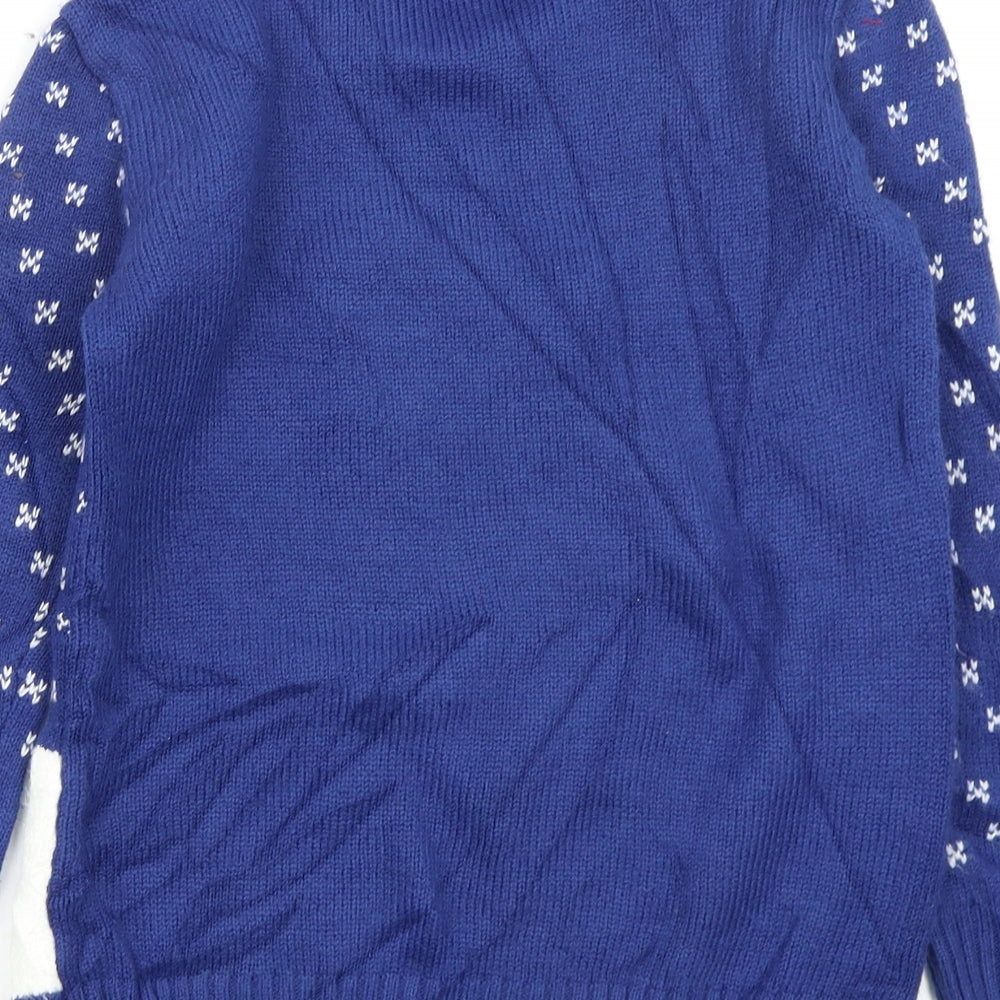 Asda George Boys Blue Polka Dot  Pullover Jumper Size 8-9 Years  - christmas