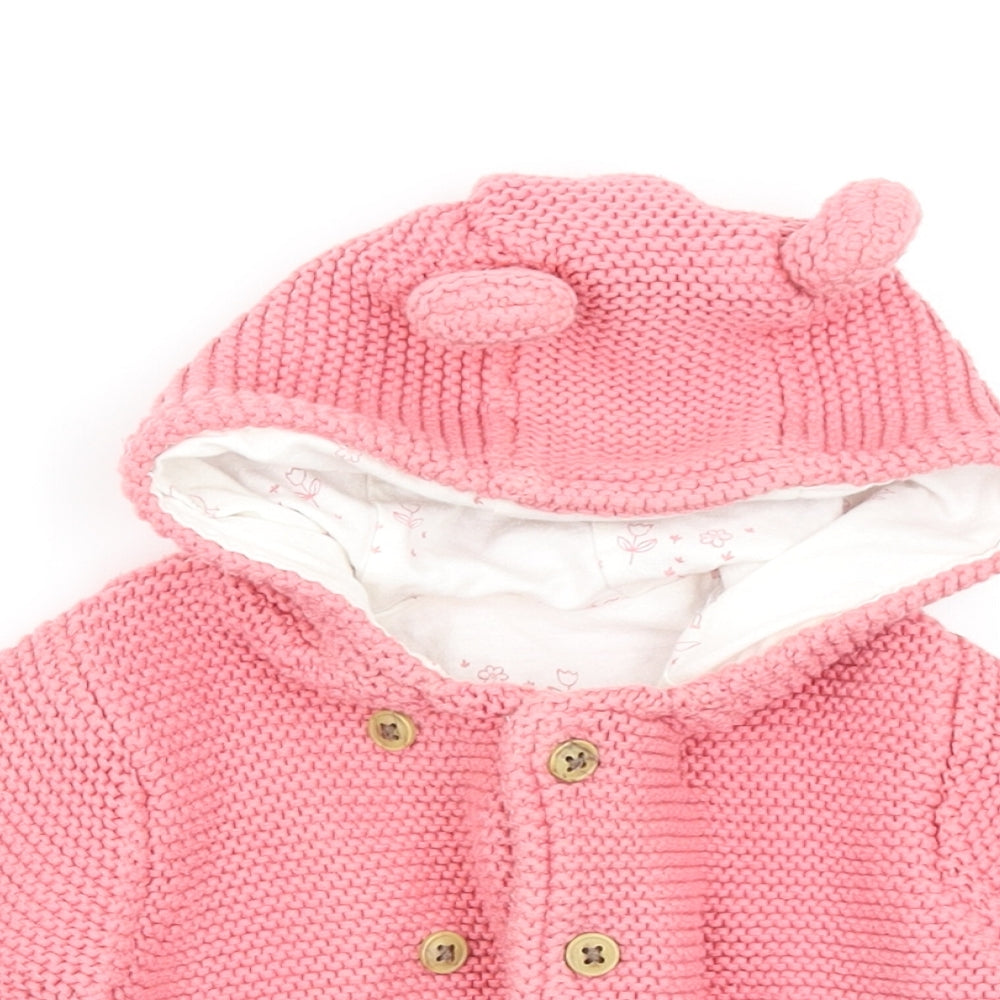 M&S Girls Pink   Cardigan Jumper Size 3-6 Months