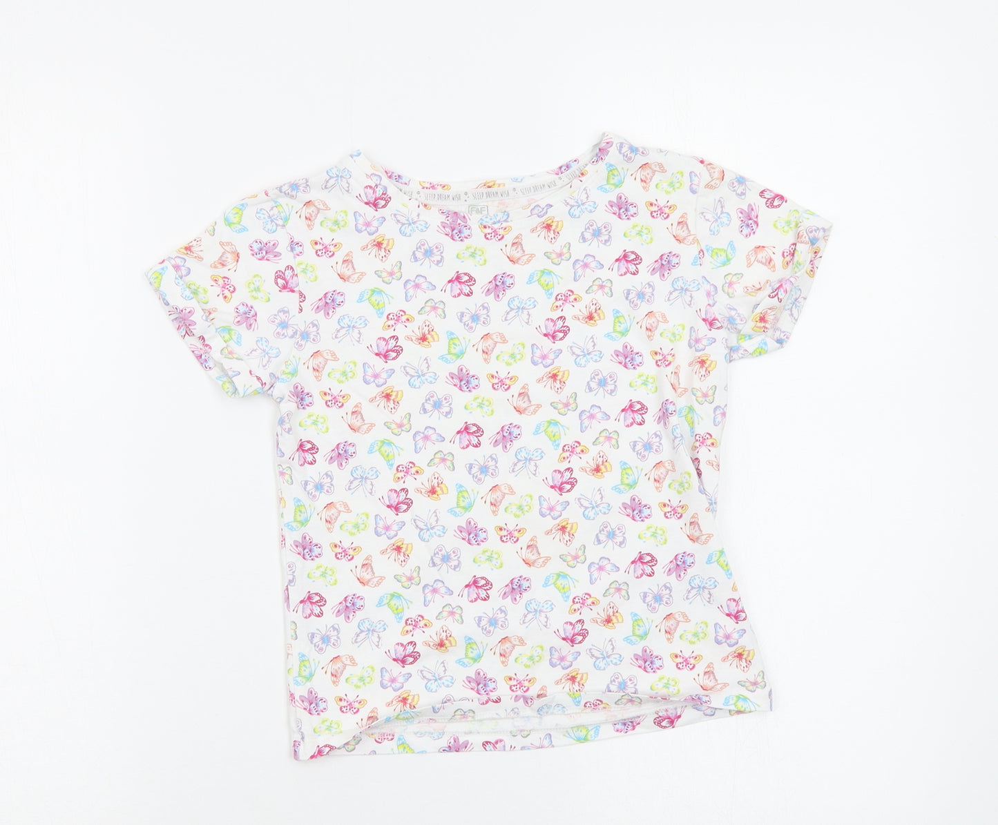 F&F Girls White Geometric  Top Pyjama Top Size 6-7 Years