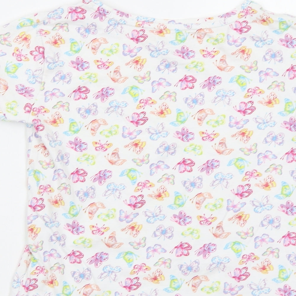 F&F Girls White Geometric  Top Pyjama Top Size 6-7 Years