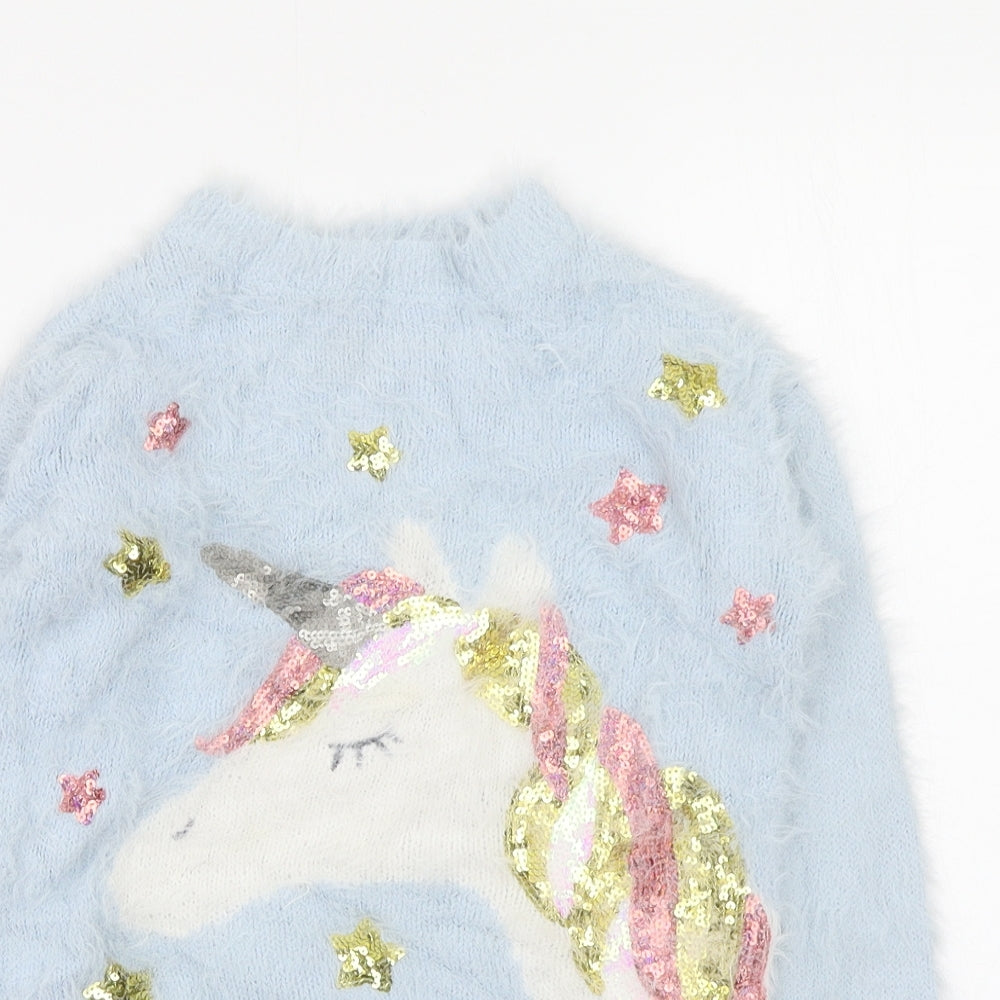 F&F Girls Blue   Pullover Jumper Size 8-9 Years