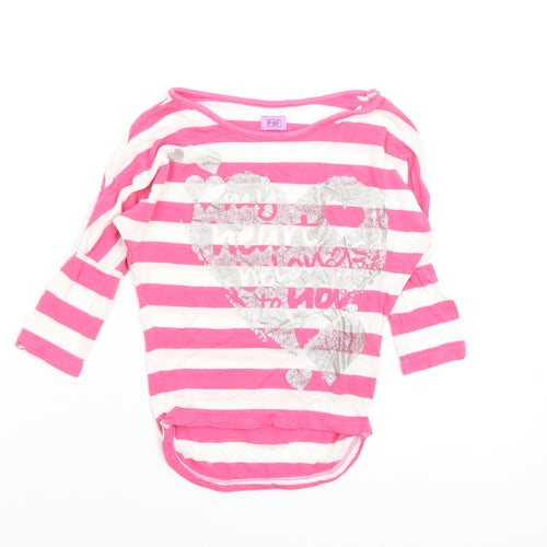 F&F Girls Multicoloured Striped  Basic T-Shirt Size 5-6 Years