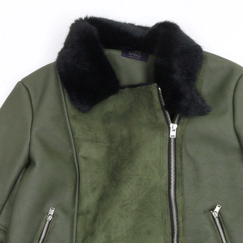 M&S Womens Green   Overcoat Coat Size 16