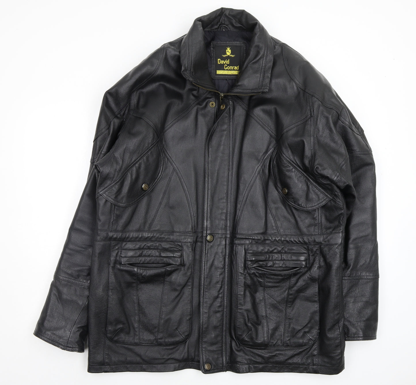 david conrad Mens Black   Overcoat Coat Size L