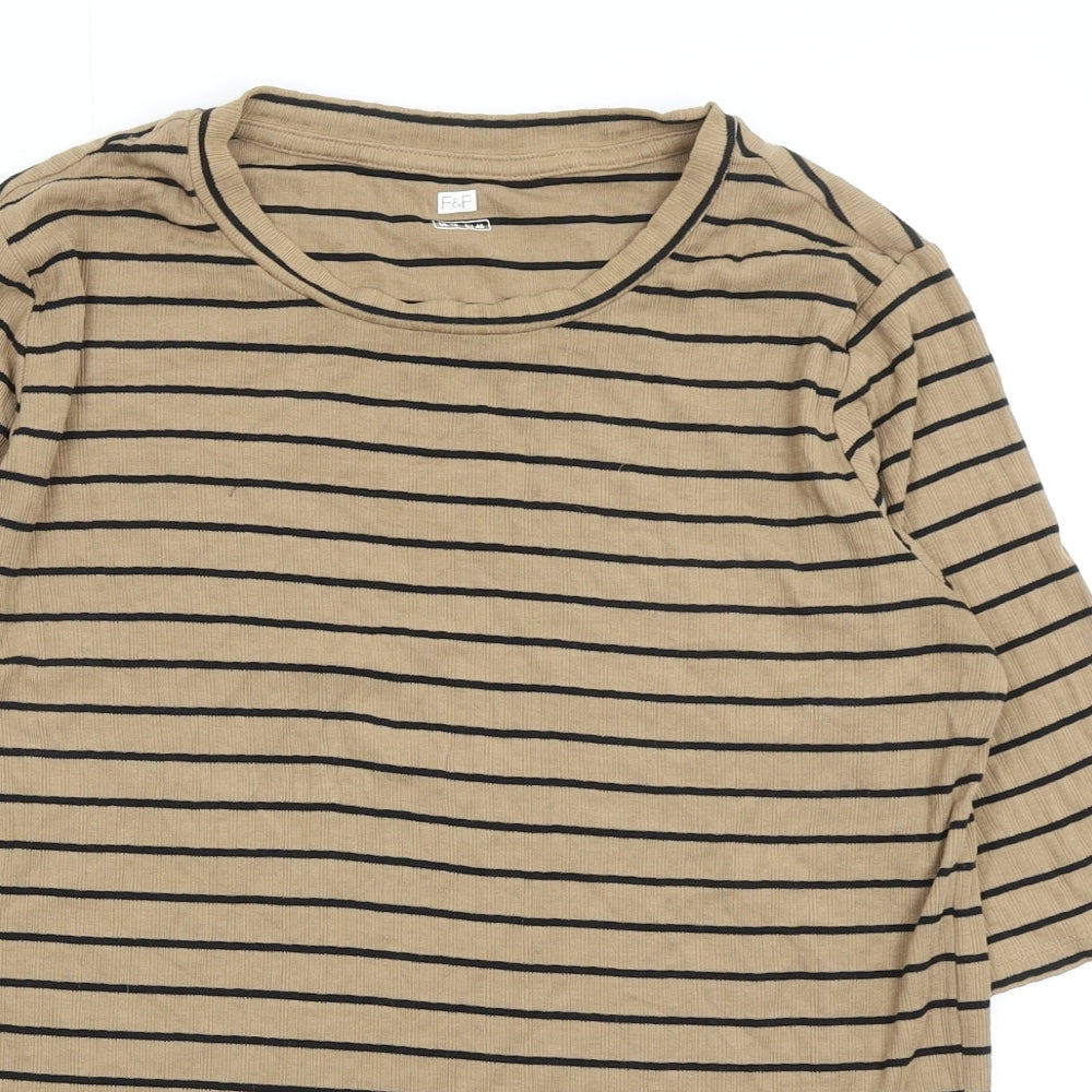 F&F Womens Multicoloured Striped  Basic T-Shirt Size 18