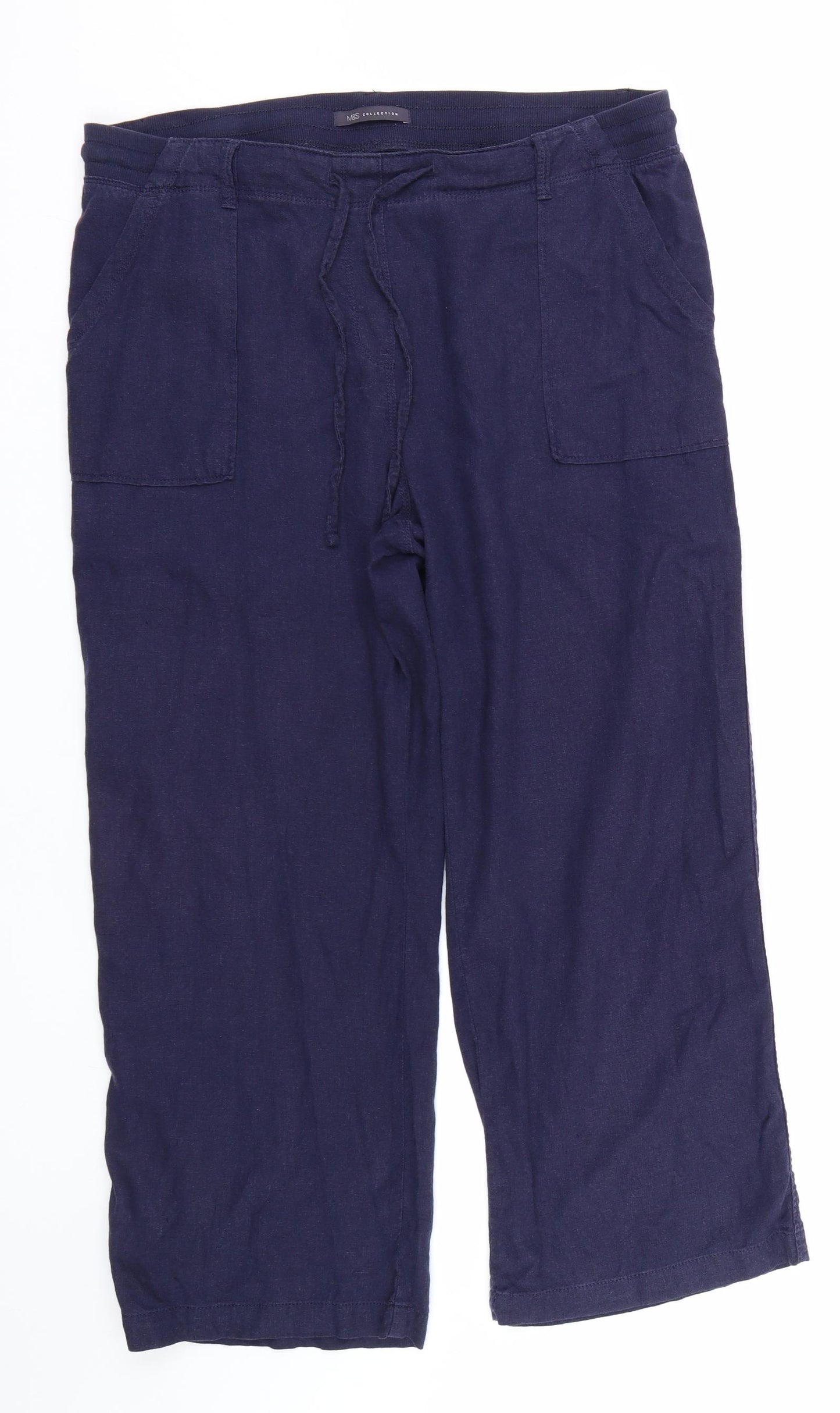 M&S Womens Blue   Capri Trousers Size 16 L25 in