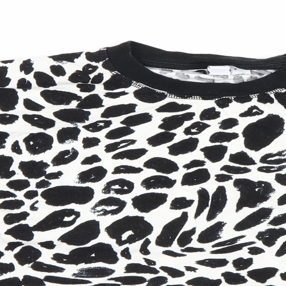 Topshop Womens Black Animal Print  Cropped T-Shirt Size S