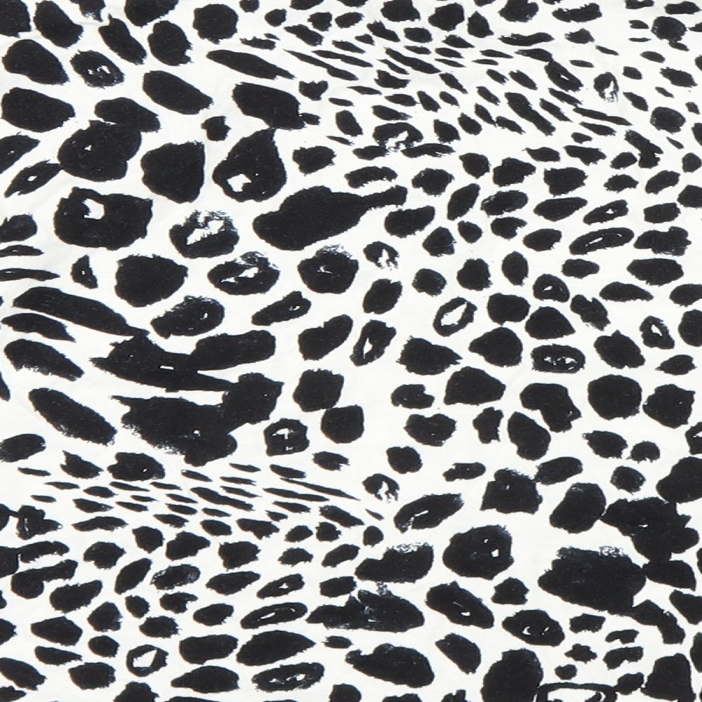 Topshop Womens Black Animal Print  Cropped T-Shirt Size S