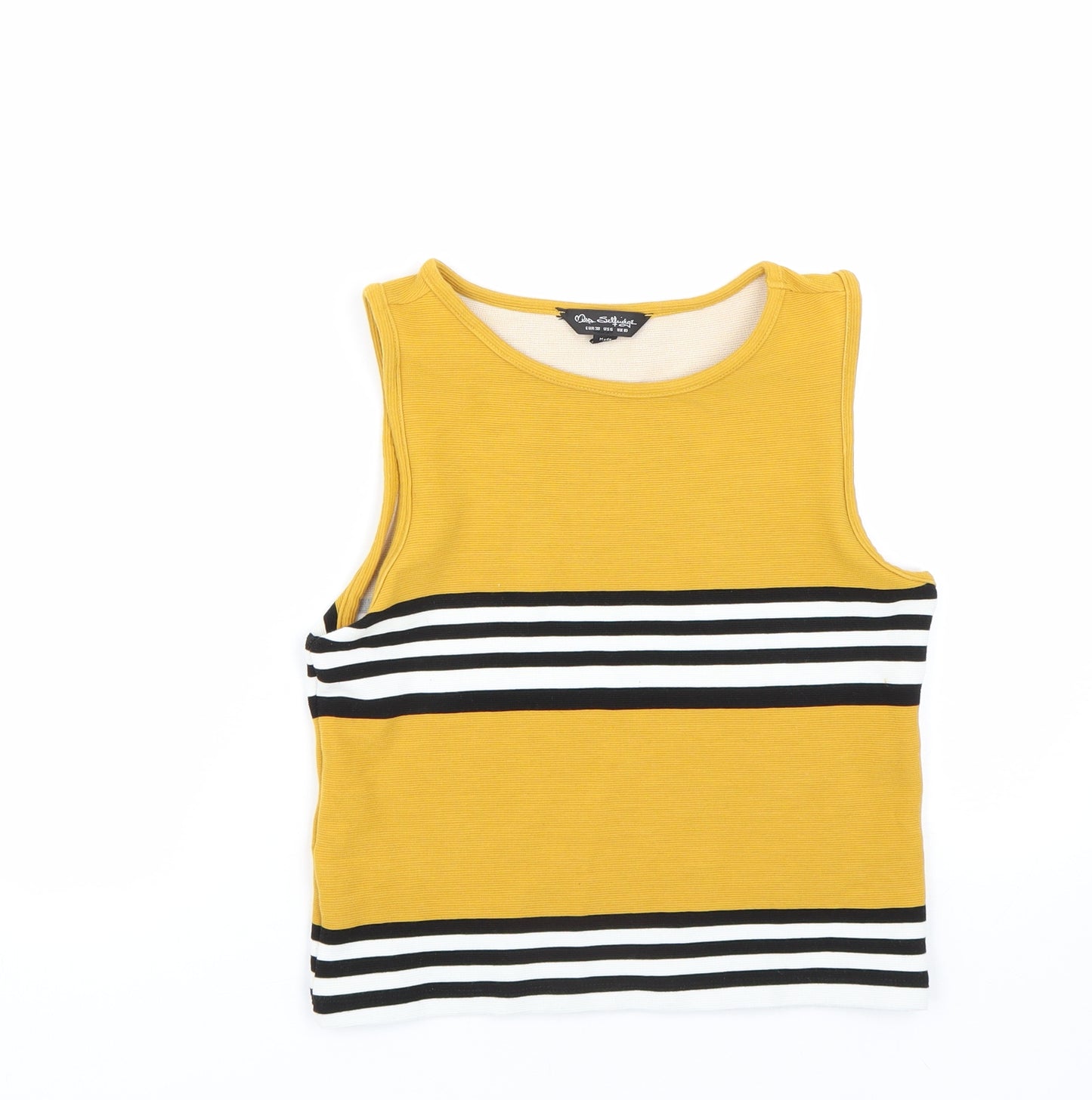 Miss Selfridge Womens Yellow Striped  Basic Tank Size 10