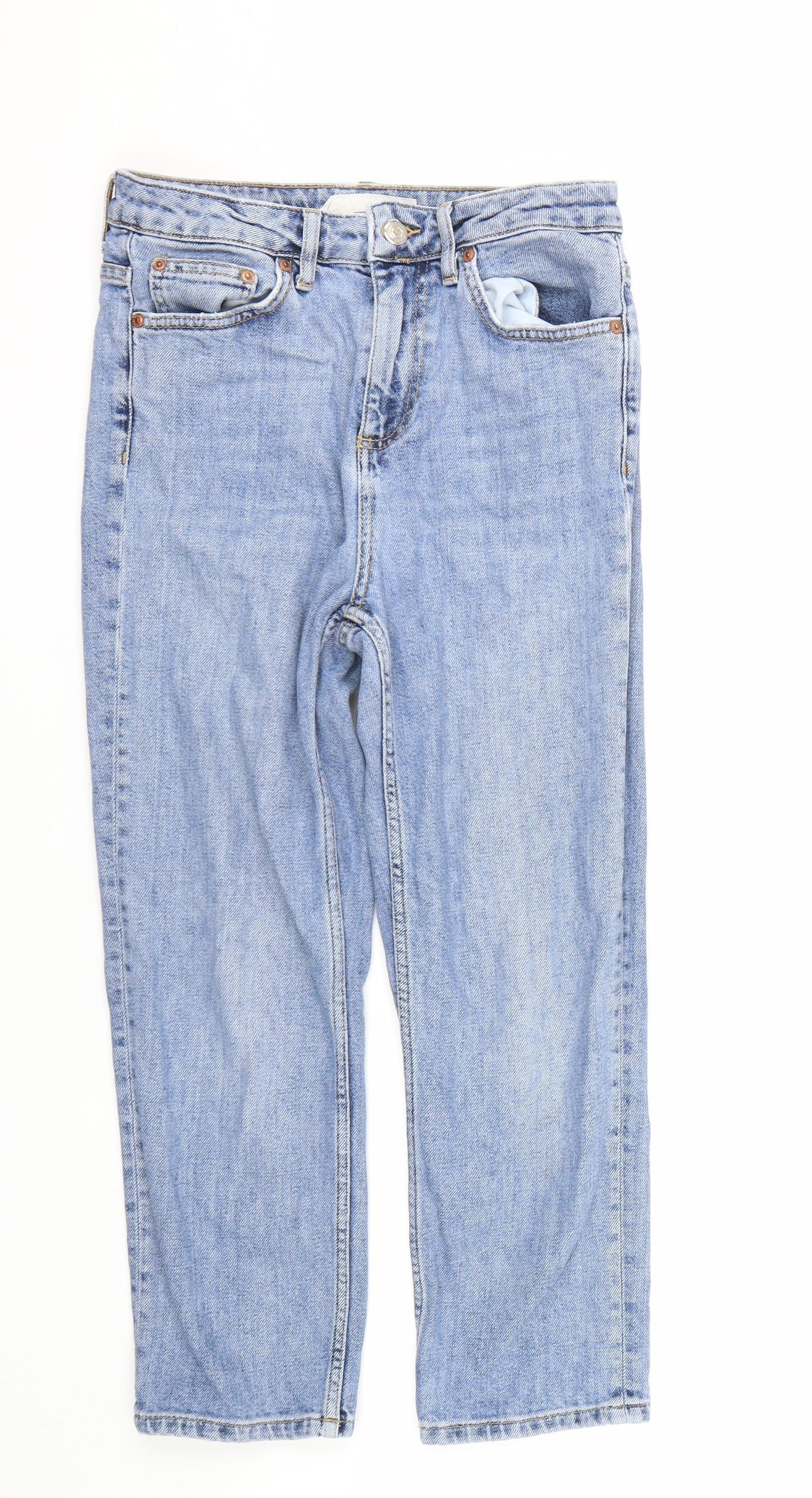 Topshop Womens Blue  Denim Straight Jeans Size 28 L22 in