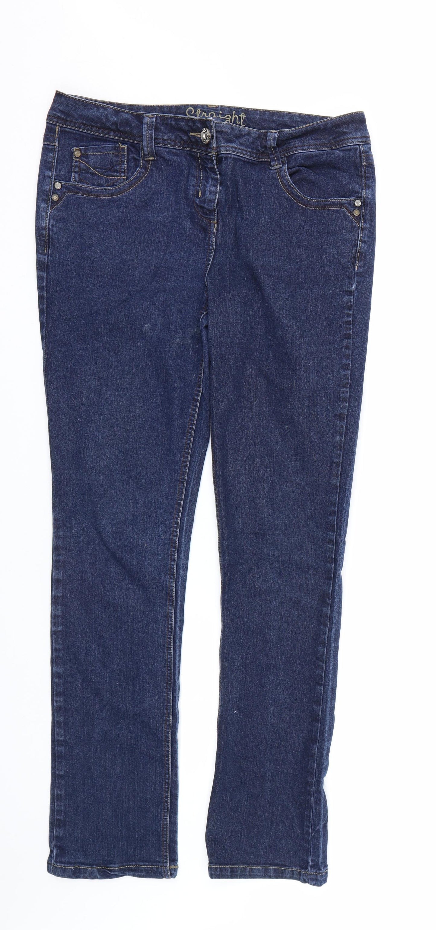 George Womens Blue  Denim Straight Jeans Size 14 L30 in