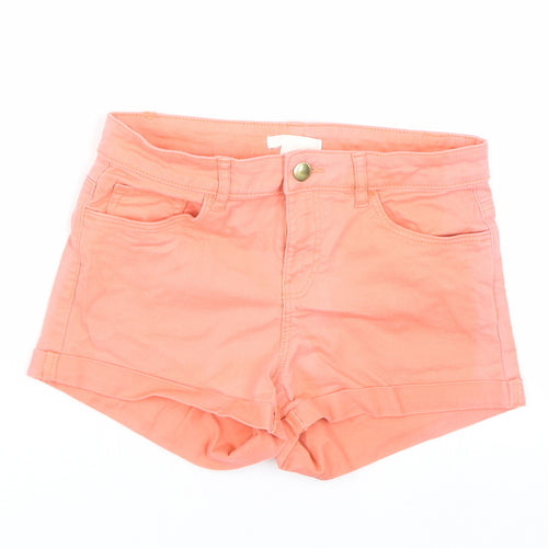 H&M Womens Orange  Denim Paperbag Shorts Size 4