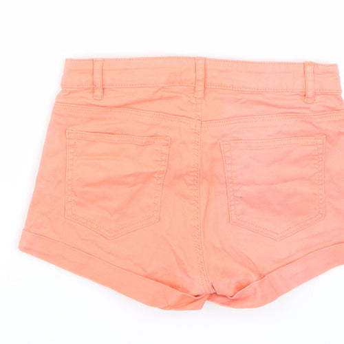 H&M Womens Orange  Denim Paperbag Shorts Size 4