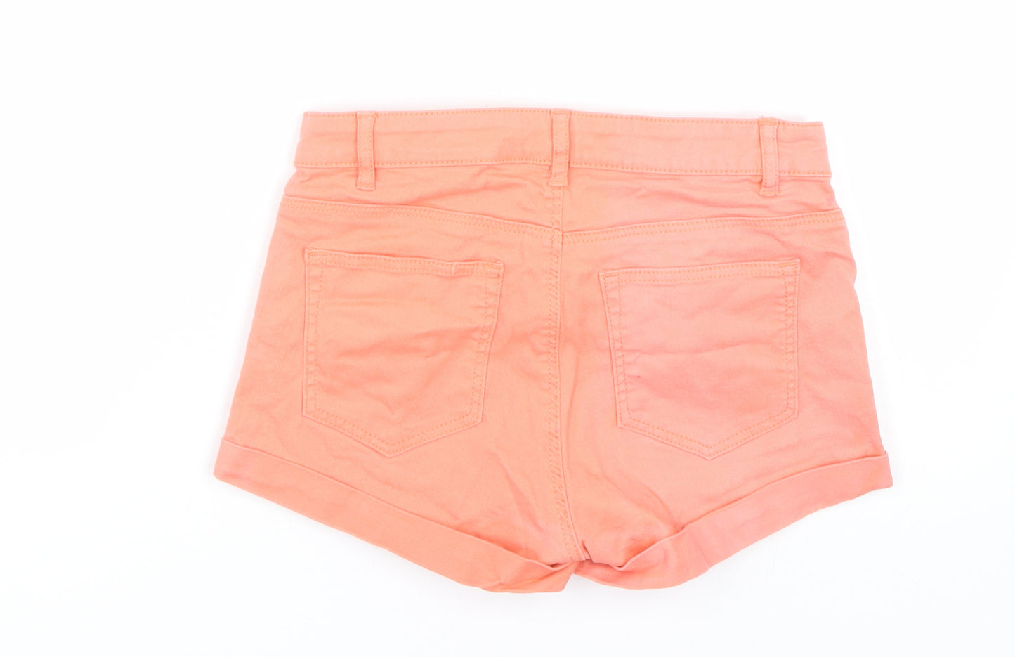 H&M Womens Orange  Denim Paperbag Shorts Size 4