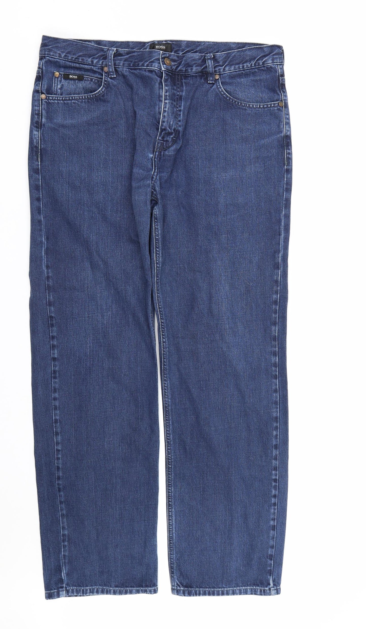HUGO BOSS Mens Blue  Denim Straight Jeans Size 38 L29 in